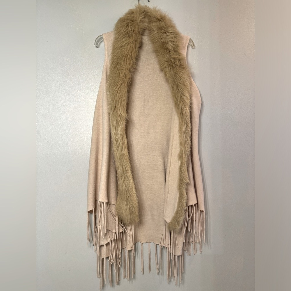 Faux Fur-lined Tan Sweater Vest